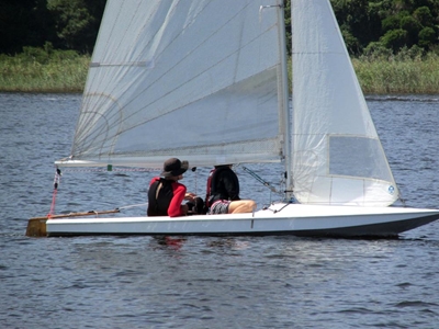Double-handed racing on placid lake